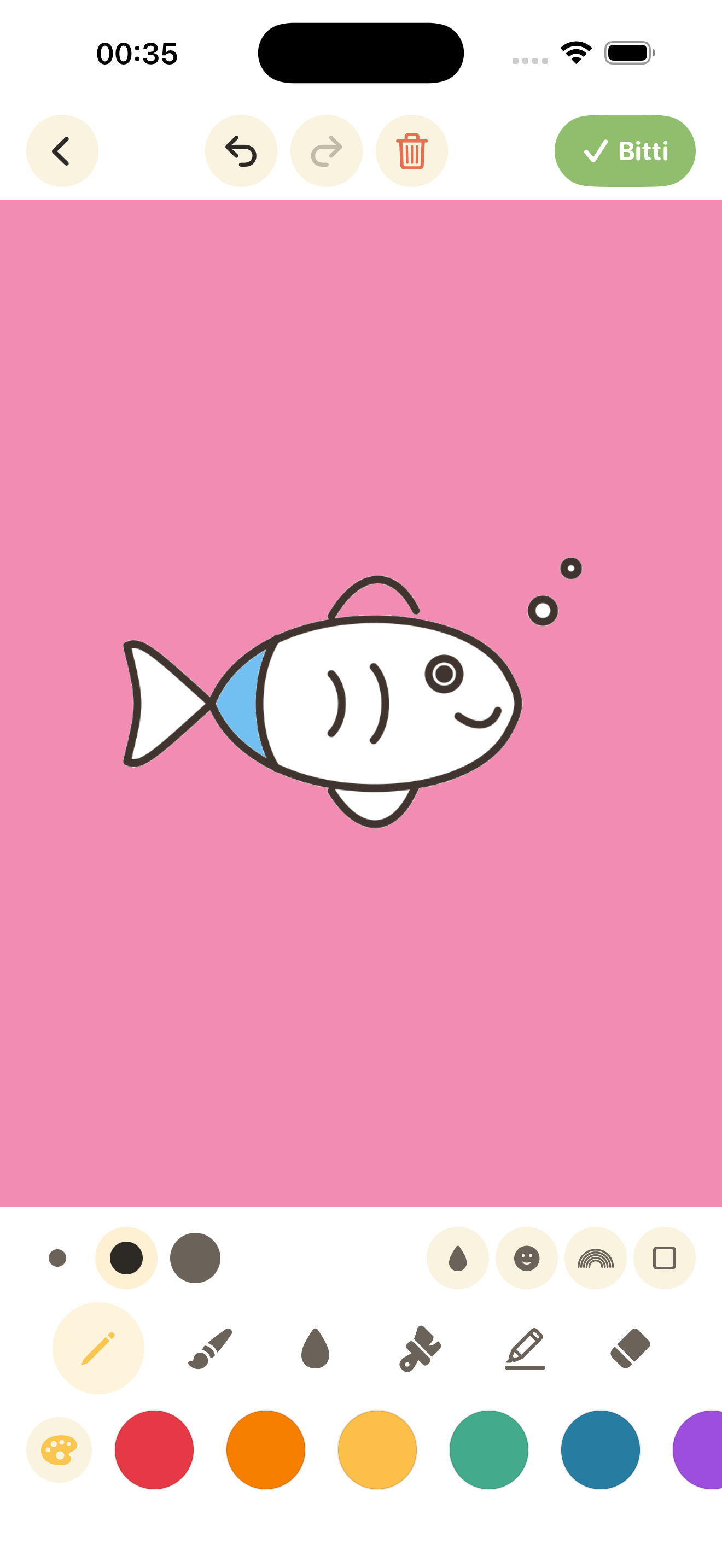 Coloring a fish in Bloom